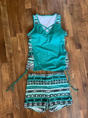 NWT* MODLILY Criss Cross High- Waisted Print Tankini Set - Size XL